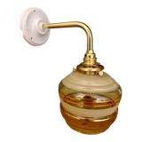 Vintage yellow and gold glass elbow wall light