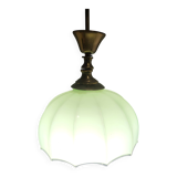 Clichy glass pendant light in soft green opaline from the 1950s