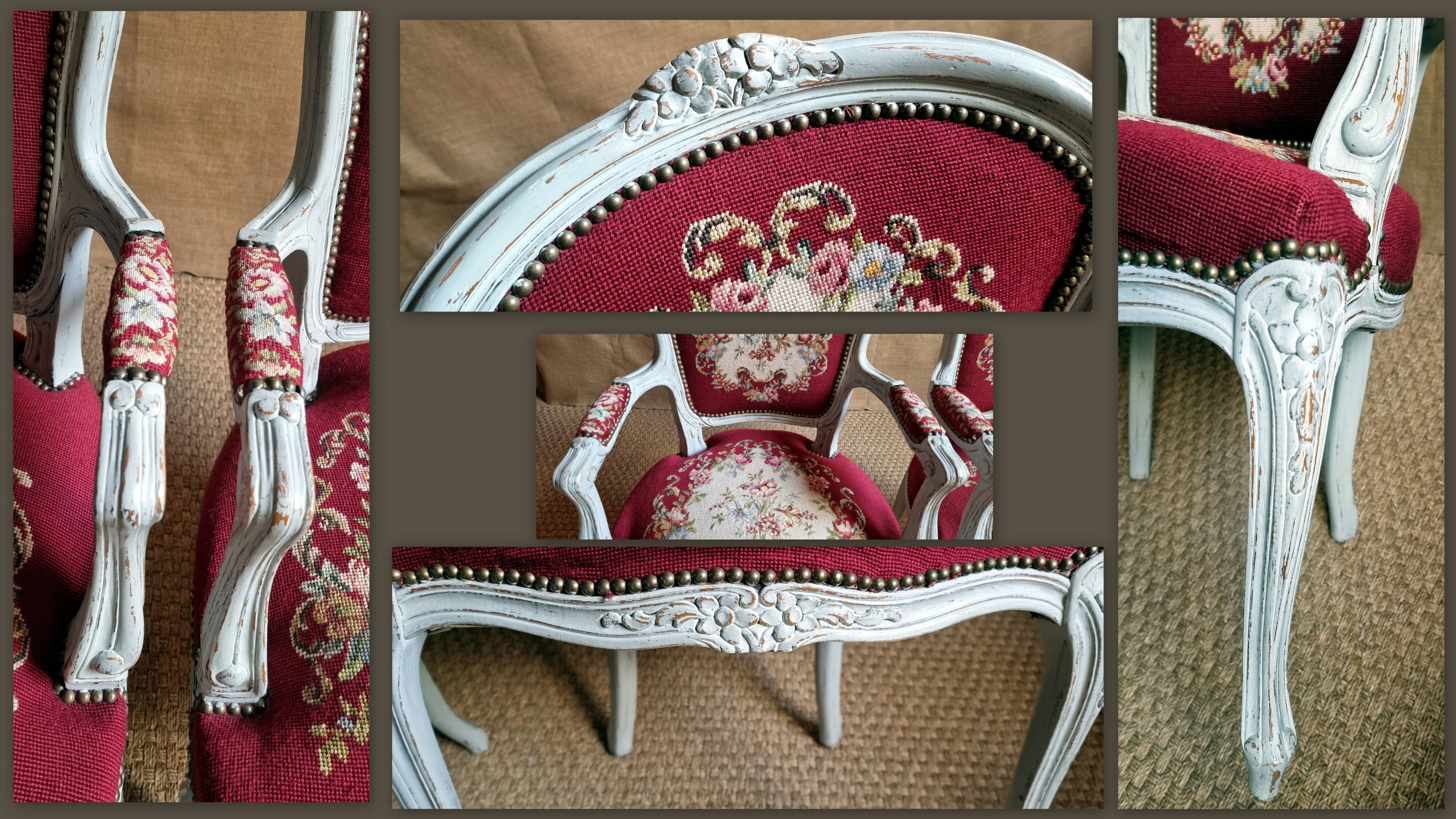 Pair of Louis XV cabriolet upholstered armchairs