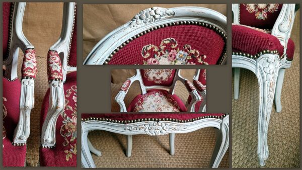 Paire de fauteuils tapissés cabriolets Louis XV