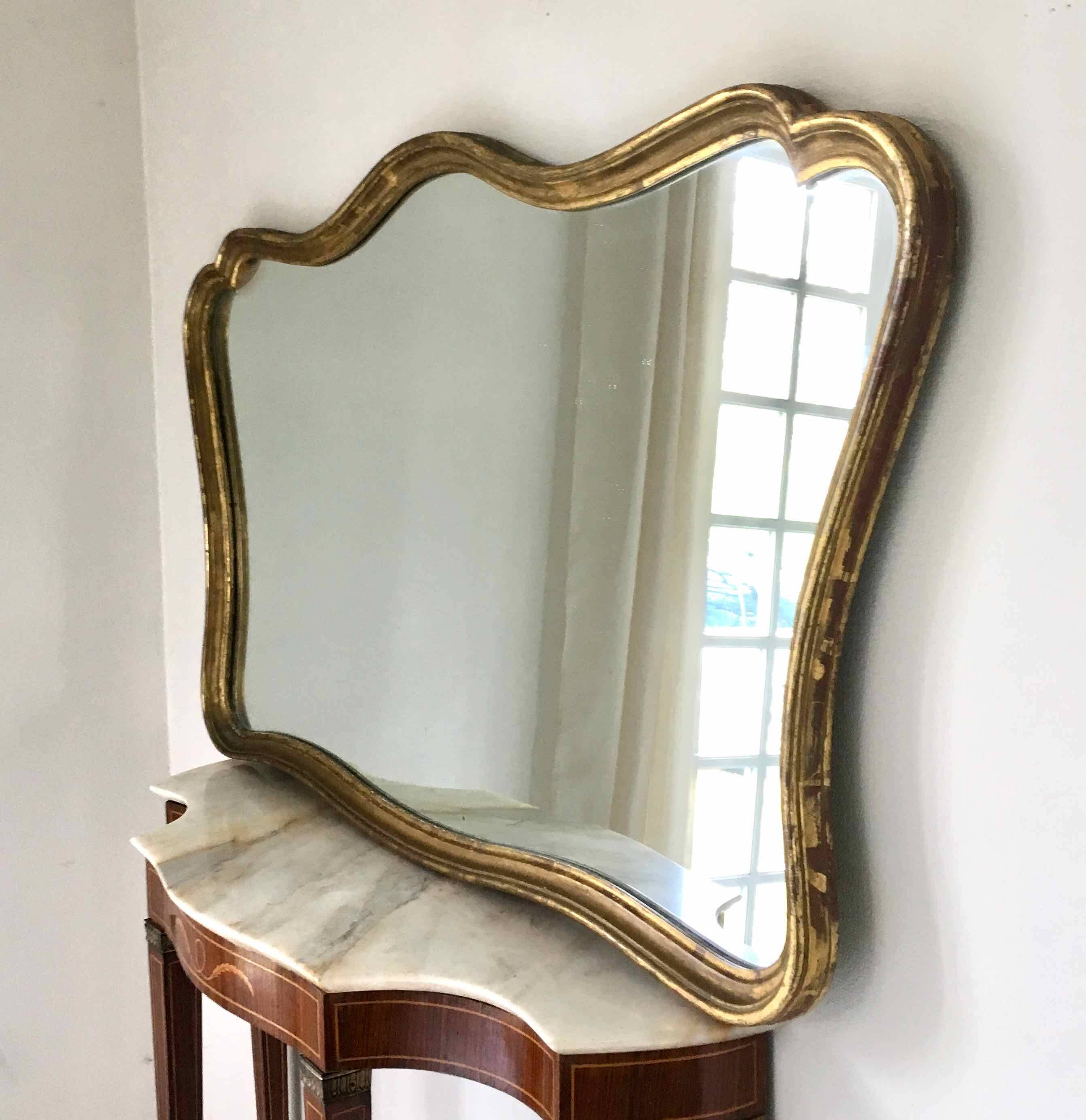 Large old gilded leaf mirror 131x76