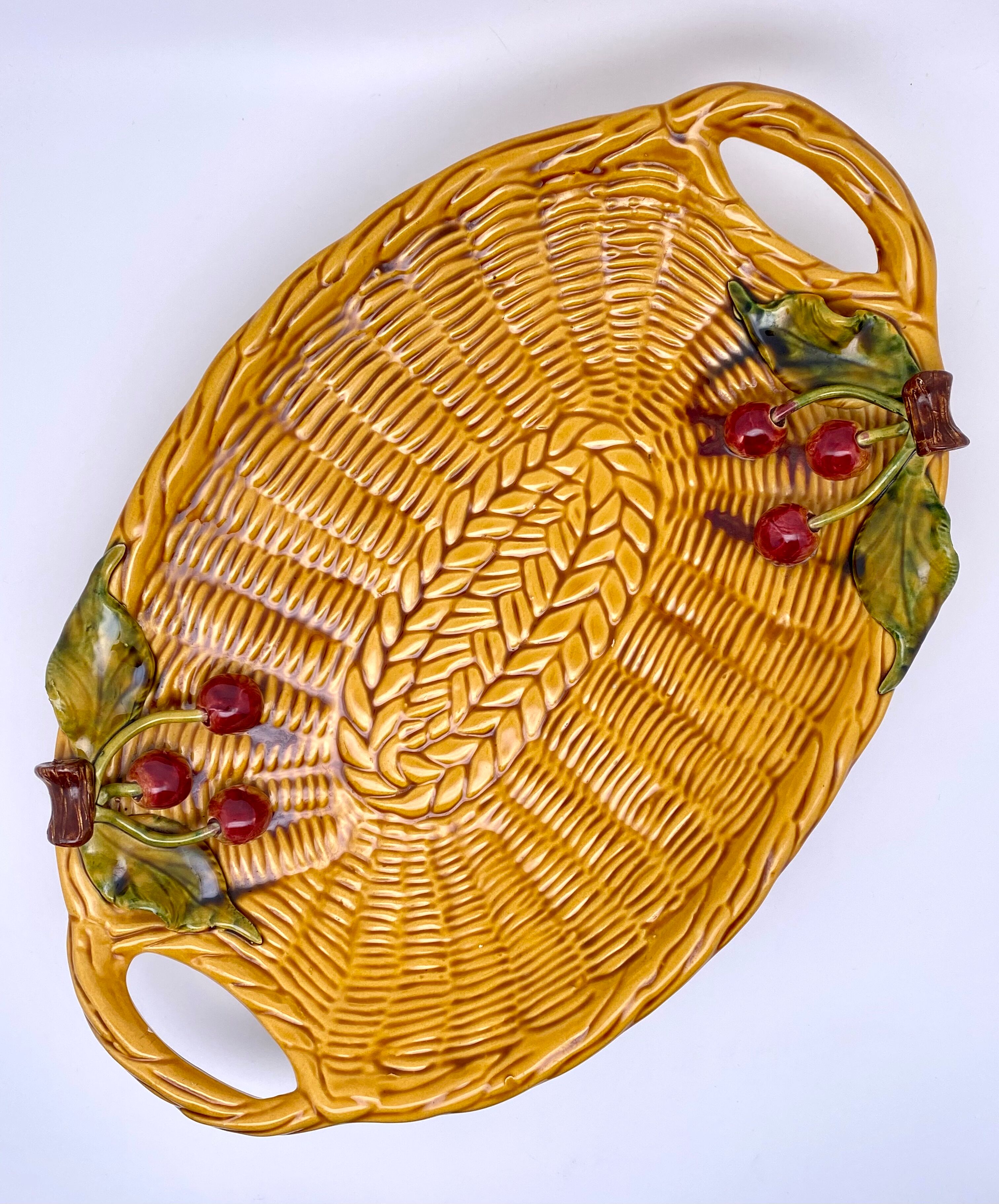 Decorative basket-shaped dish with Cherries