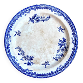 Grand plat rond Staffordshire en terre de fer bleue