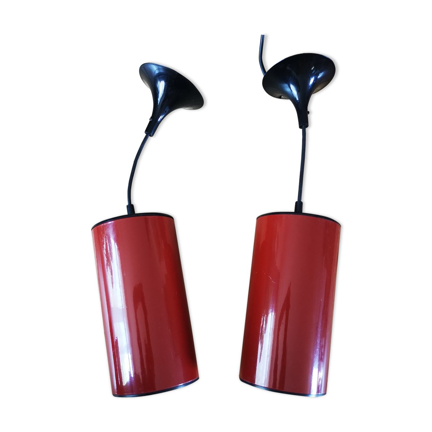 Pair of two hanging lamps lita year 70