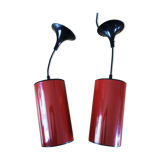 Pair of two hanging lamps lita year 70