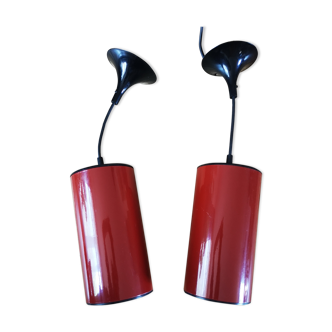 Pair of two hanging lamps lita year 70