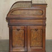 Shannon File Co drum desk in Victorian walnut with certificate.