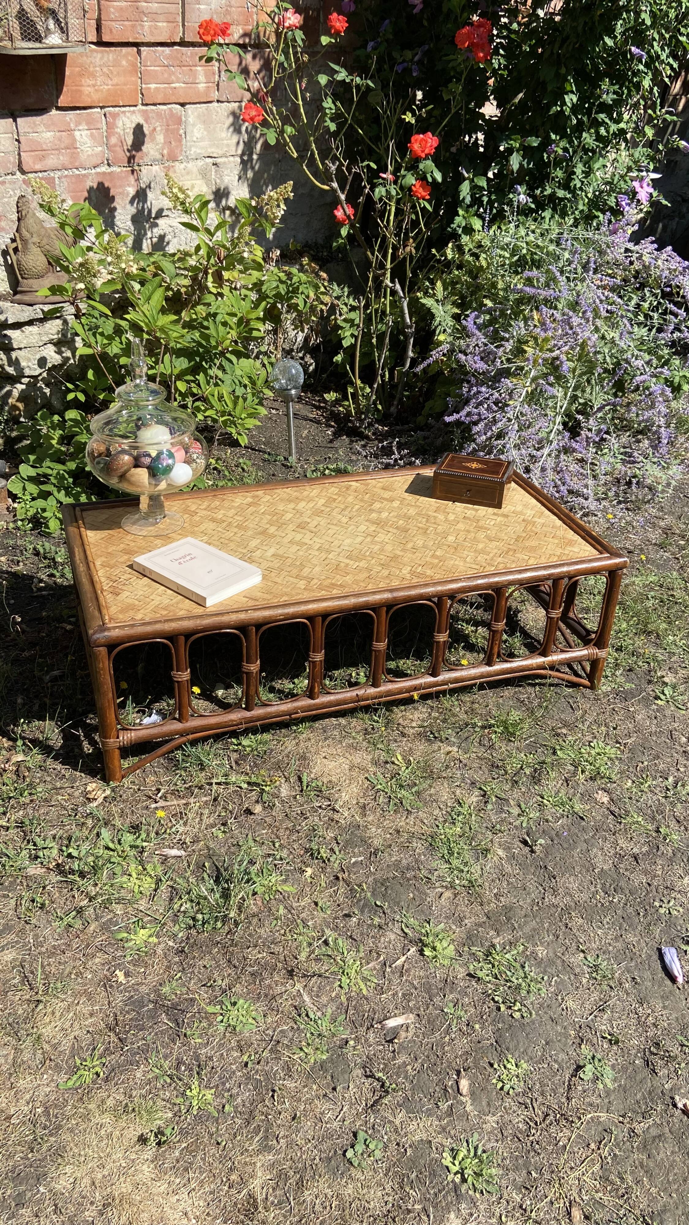 Vintage rattan coffee table