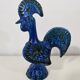 blue glazed ceramic rooster by Aldo Londi for Bitossi