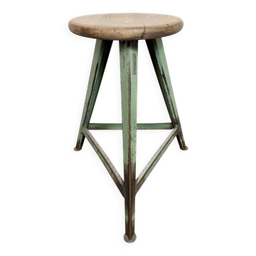 Tabouret d'atelier industriel vert, années 1960