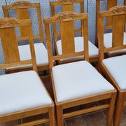 Set of 6 oak chairs, refurbished, Art Deco style, vintage, France
