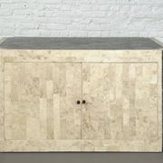 Vintage sideboard in stone and brass marquetry, 1980s