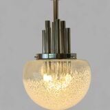 Very large Mazzega pendant light in chrome organ and Murano glass