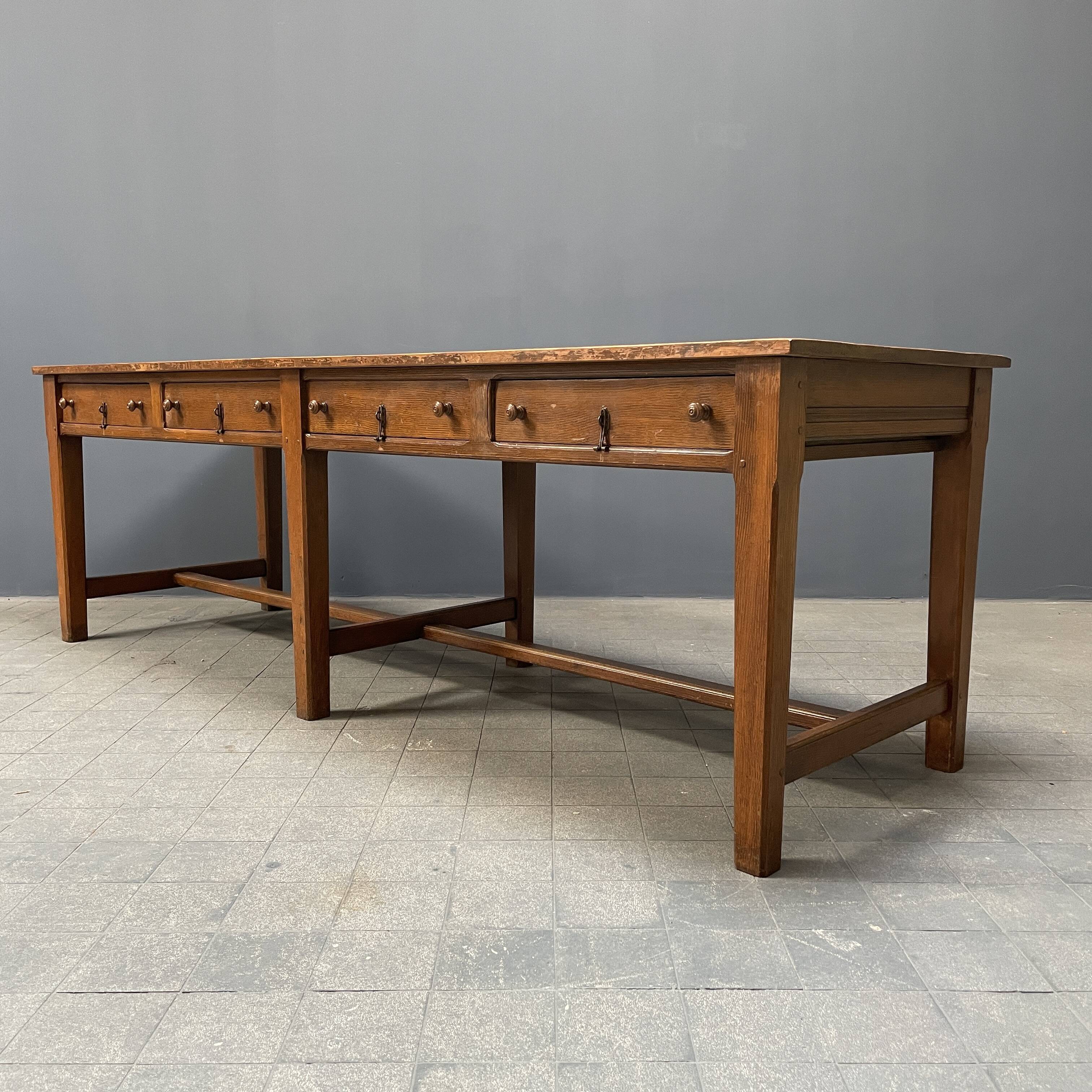 Large antique drapery fabric table