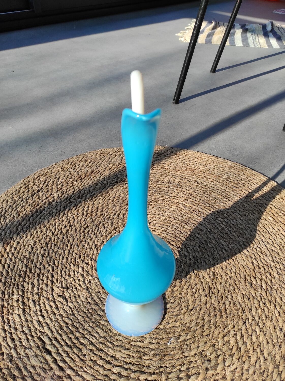 Murano blue opaline carafe vase