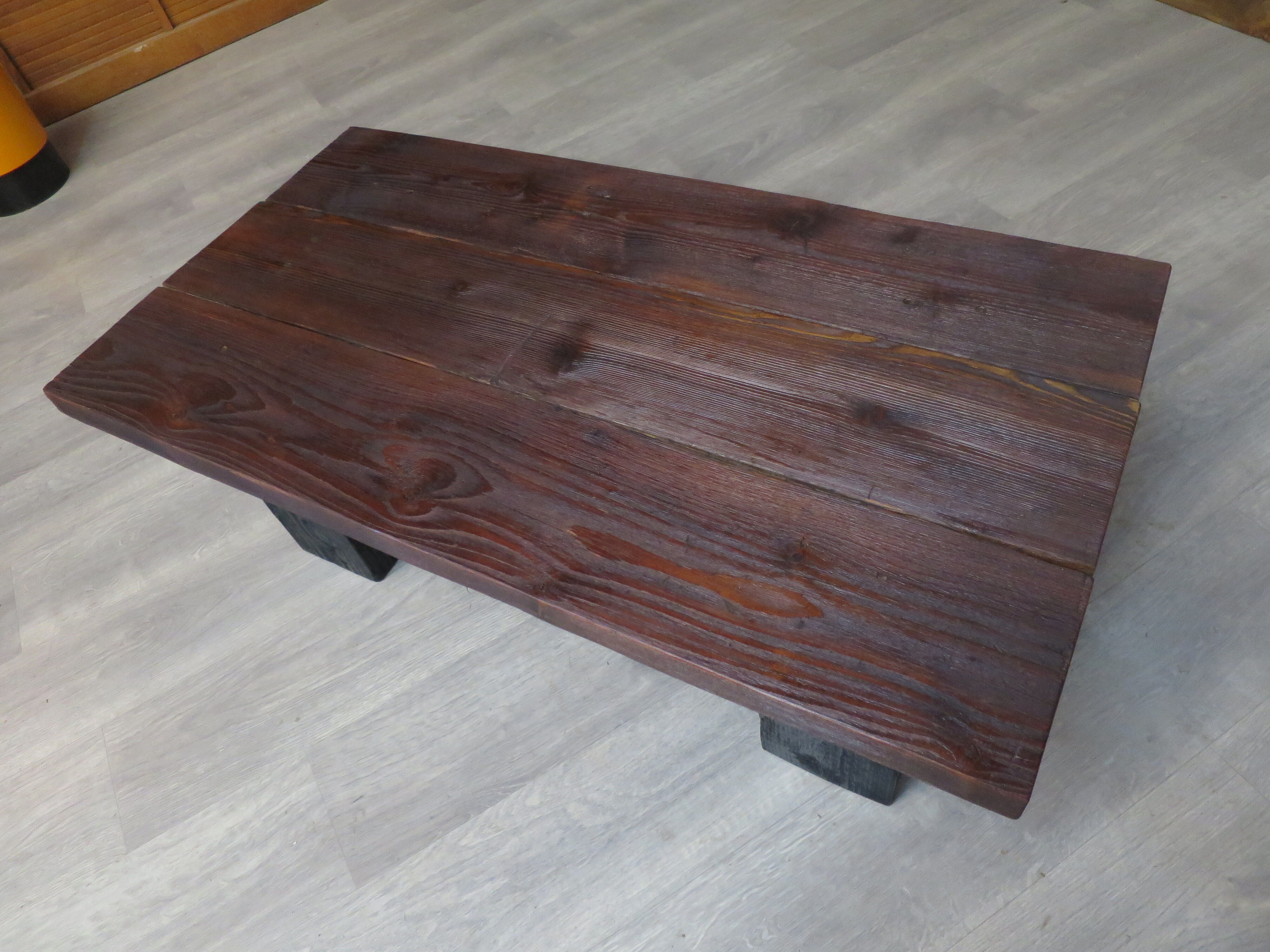 Dark solid wood farmhouse table