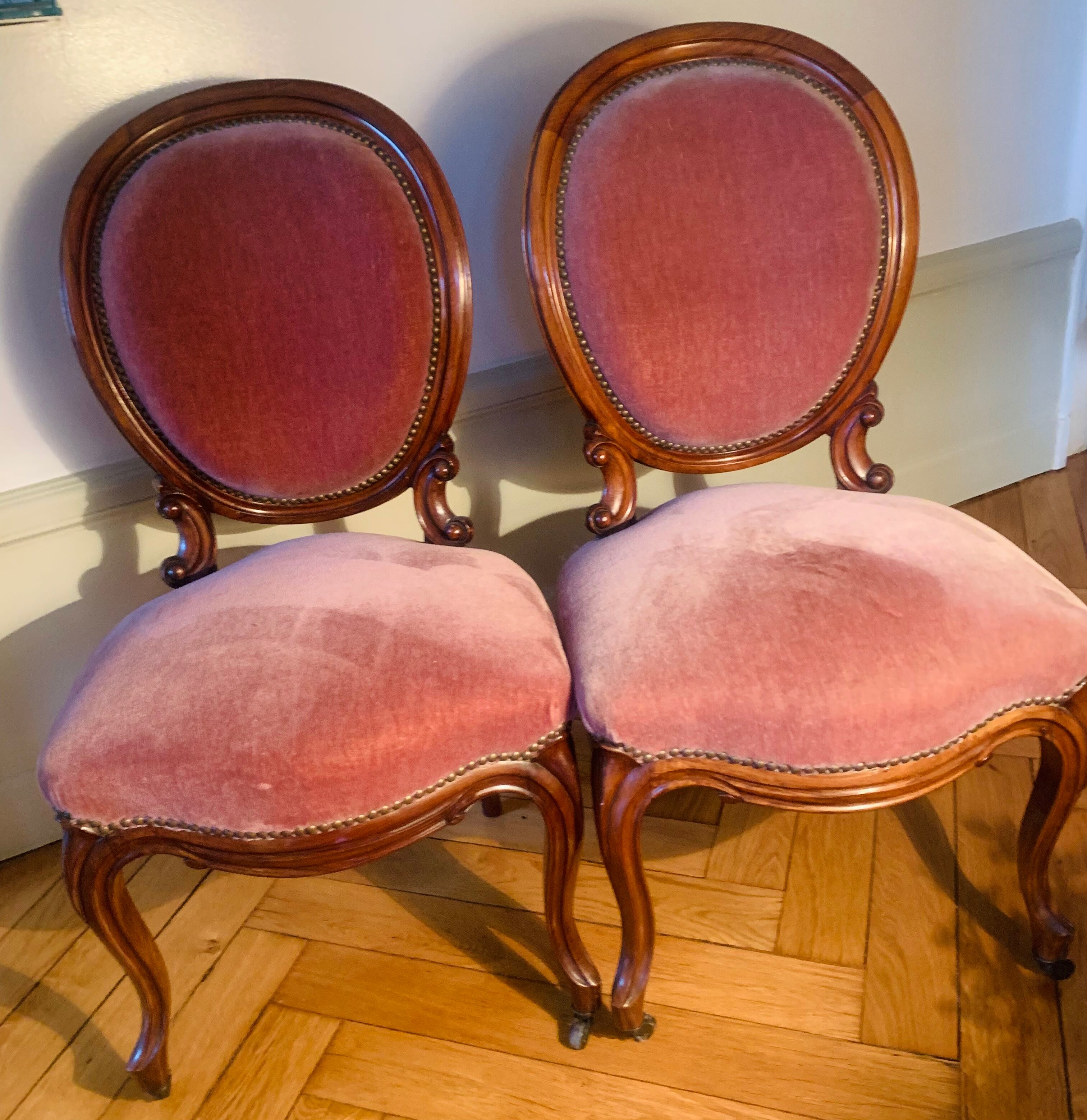 Pair of Napoleon III medallion chairs