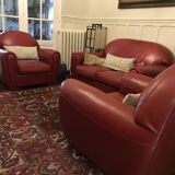 Red leather club armchair