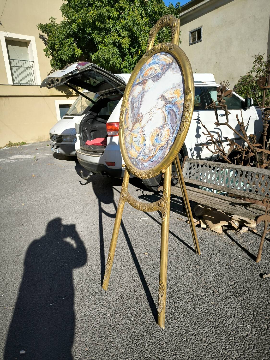 Easel and watercolor painting circa 1925