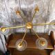Old Chandelier 6 Lights Golden Metal + Molded Glass Reflector
