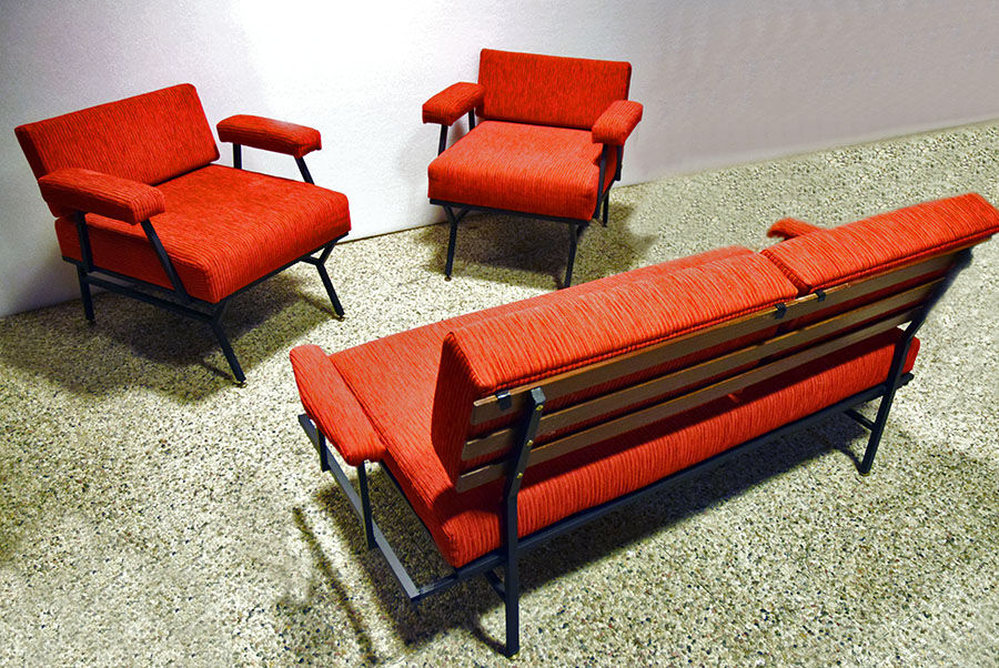 Mid-century Italian sofa bed in corduroy fabric