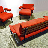 Mid-century Italian sofa bed in corduroy fabric