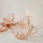 Set of 6 Coffee Cups & Saucers "Rosaline" '70s - Arcoroc France