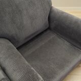Grey velour armchair, Italian design, 1980s, production: Italy