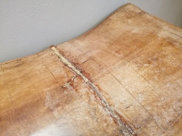 Ancien table billot de boucher trussant & cie, 1960
