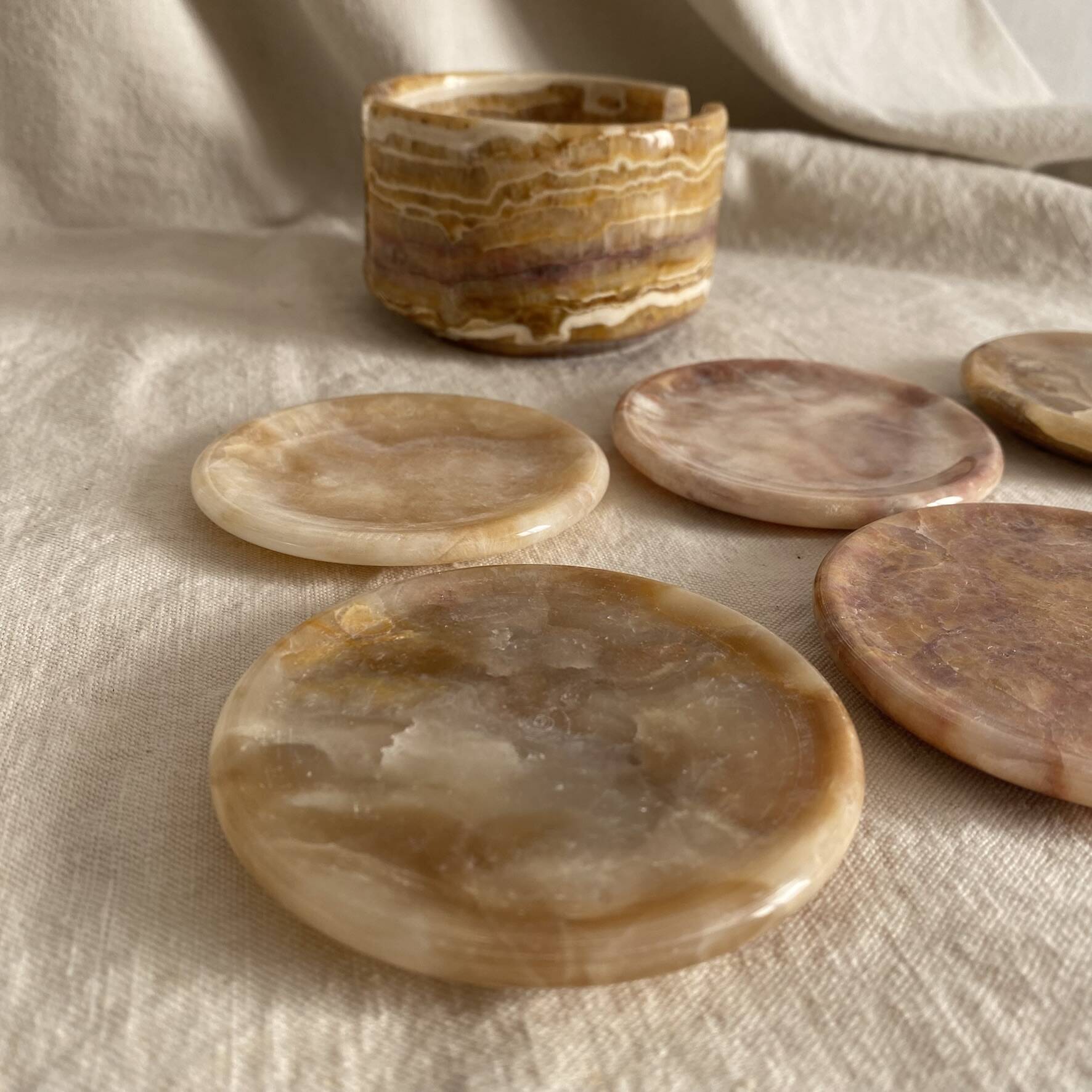 Onyx coasters set, 1980s.