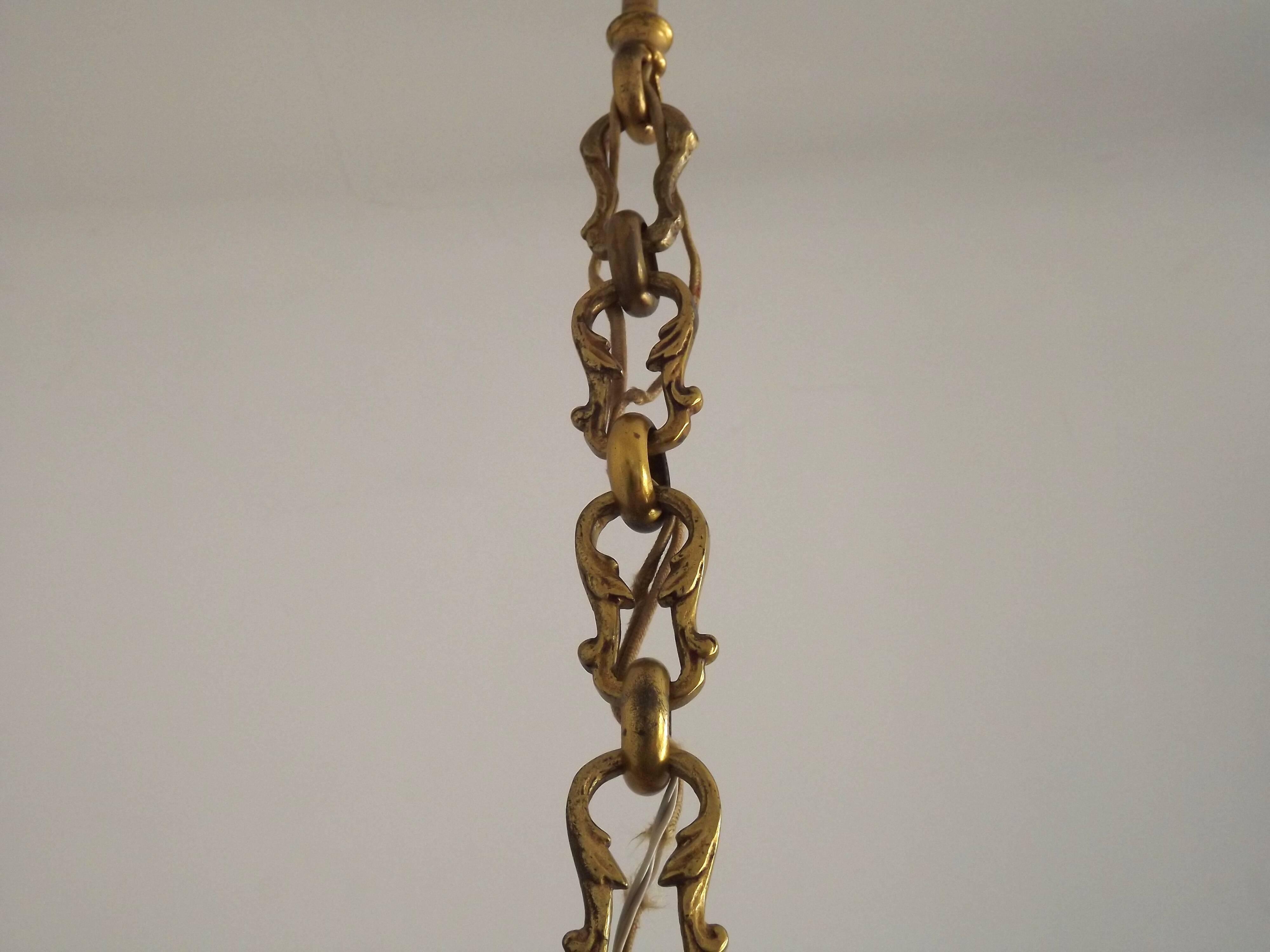 Lustre Cage 12 Lights Art Nouveau Bronze Glass and Crystal 5226