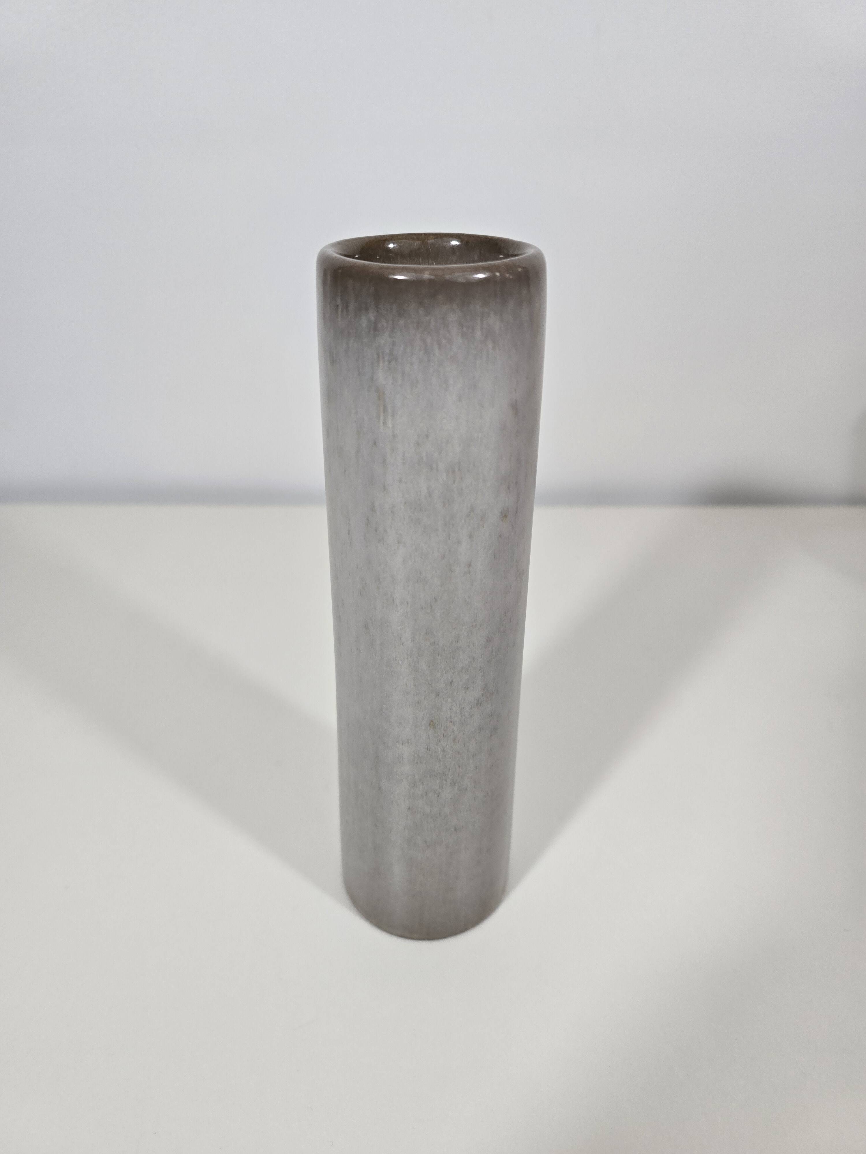 Jacques & Dani Ruelland Grey glazed ceramic roller vase