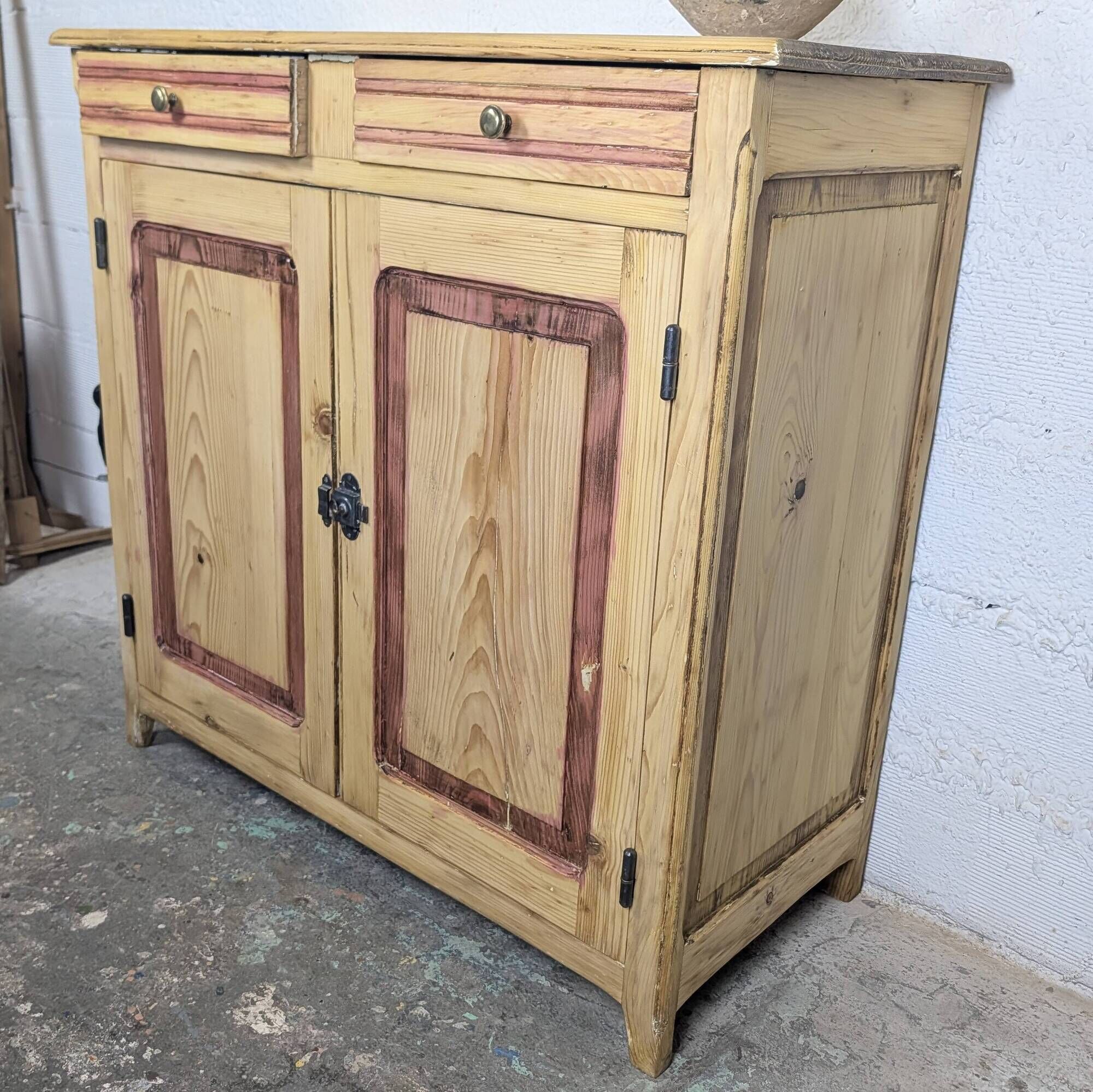 Rustic pine sideboard with two doors