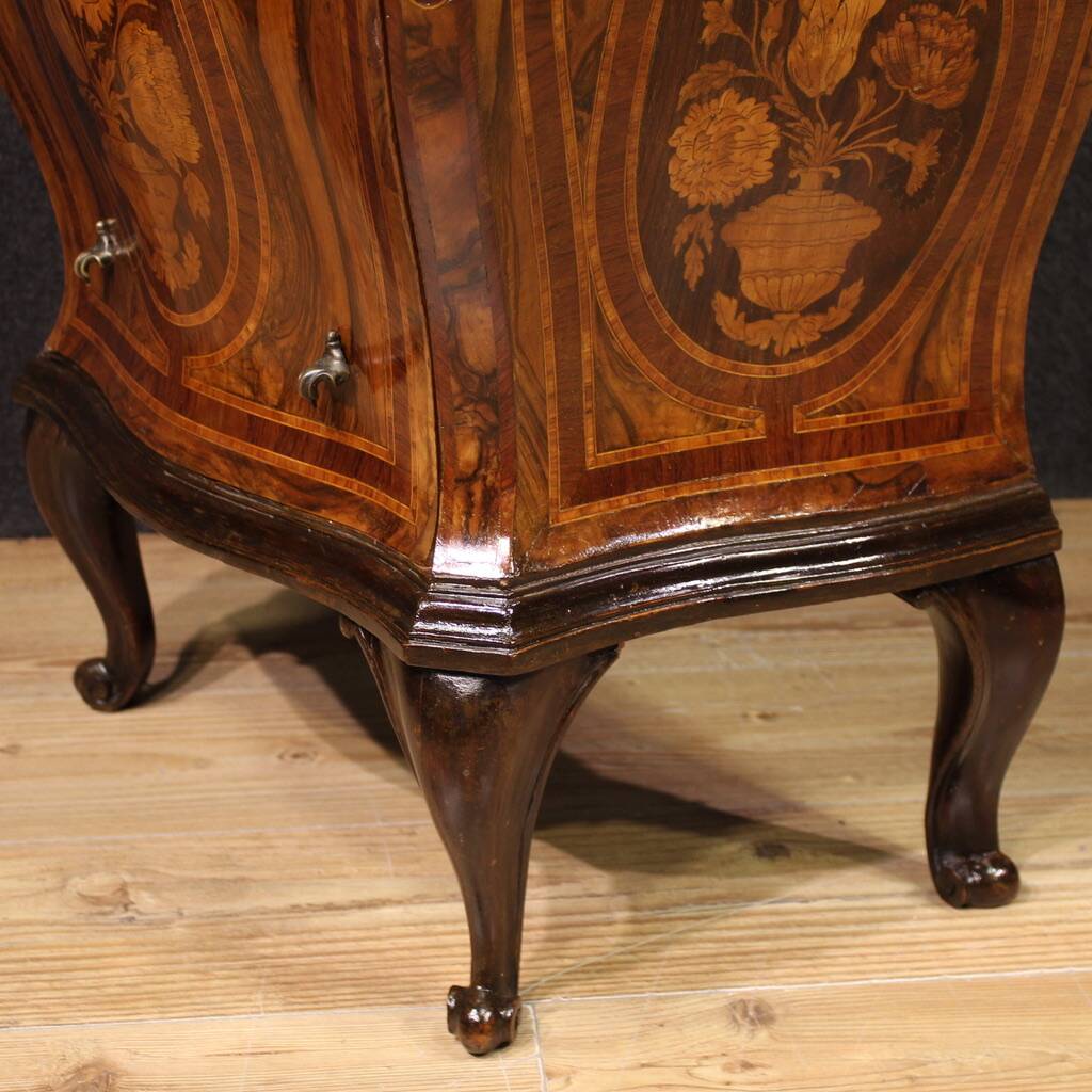 Pair of Louis XV style inlaid Lombard bedside tables