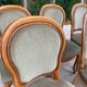 Set of 6 Louis Philippe Louis XV medallion chairs in solid wood with green velvet.