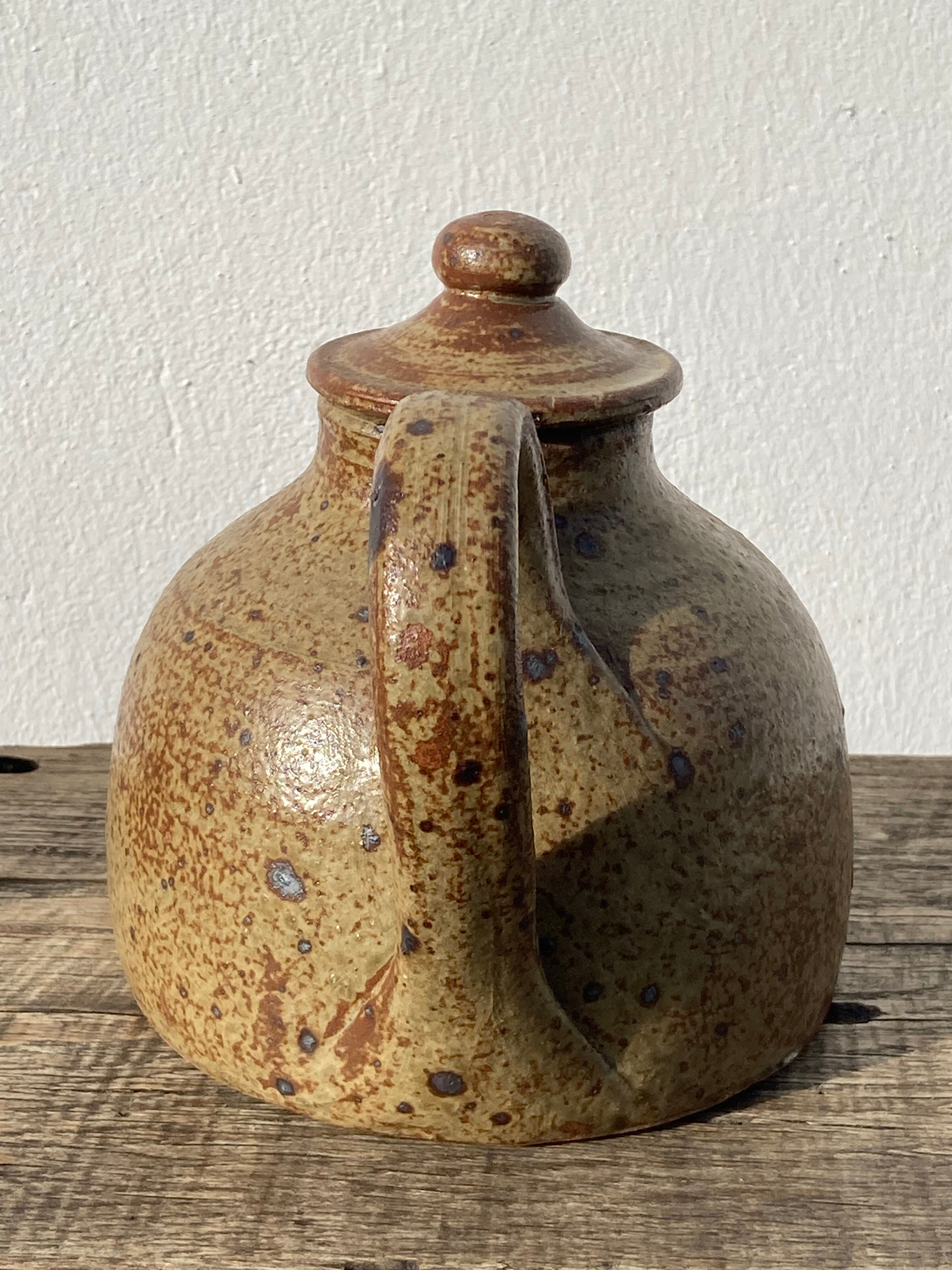 Breton stoneware teapot / vintage glazed ceramic pottery
