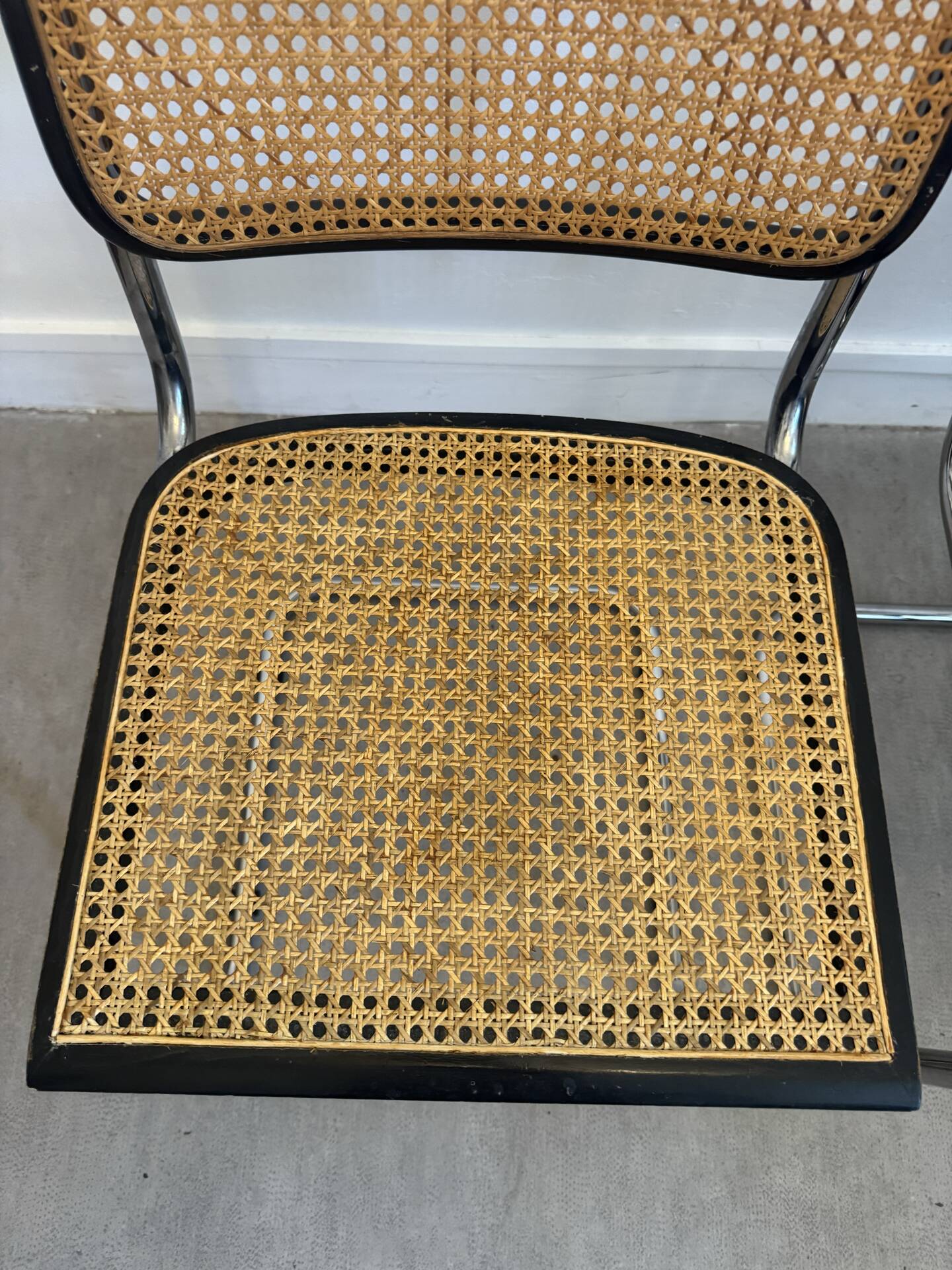 Pair of black Cesca chairs by Marcel Breuer