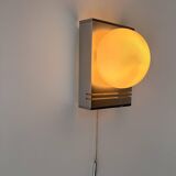 Vintage wall lamp, chrome and opaline, France 1970
