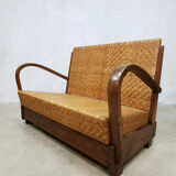 Art deco rattan woven British colonial sofa