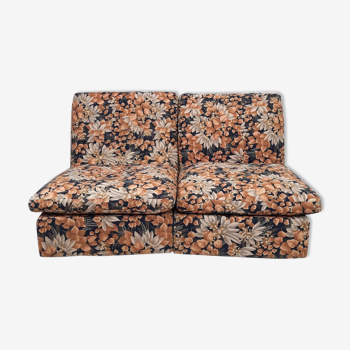 Modular sofa / Pair Armchairs - Fabric leaves - Vintage - Bonacina
