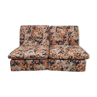 Modular sofa / Pair Armchairs - Fabric leaves - Vintage - Bonacina