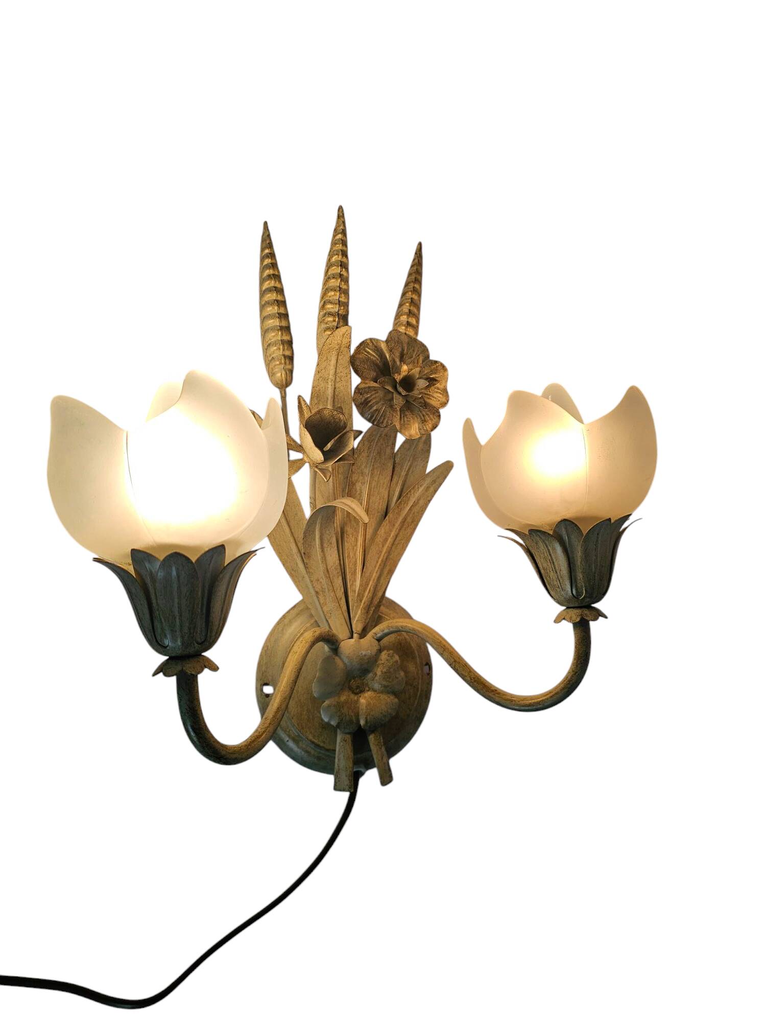 LS Italy  - vintage wall lamps (2)  - metal - gold - 70's