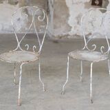 Two iron garden chairs 1950