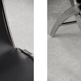 Vintage minimalist chair in Italian leather, 1980s.