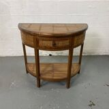 Side table in half-moon wood and bamboo