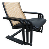 1980s Lounge Chair — Wiener Weave & Leather — Adjustable Backrest — Vintage