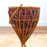 Vintage rattan basket/plant stand/work basket