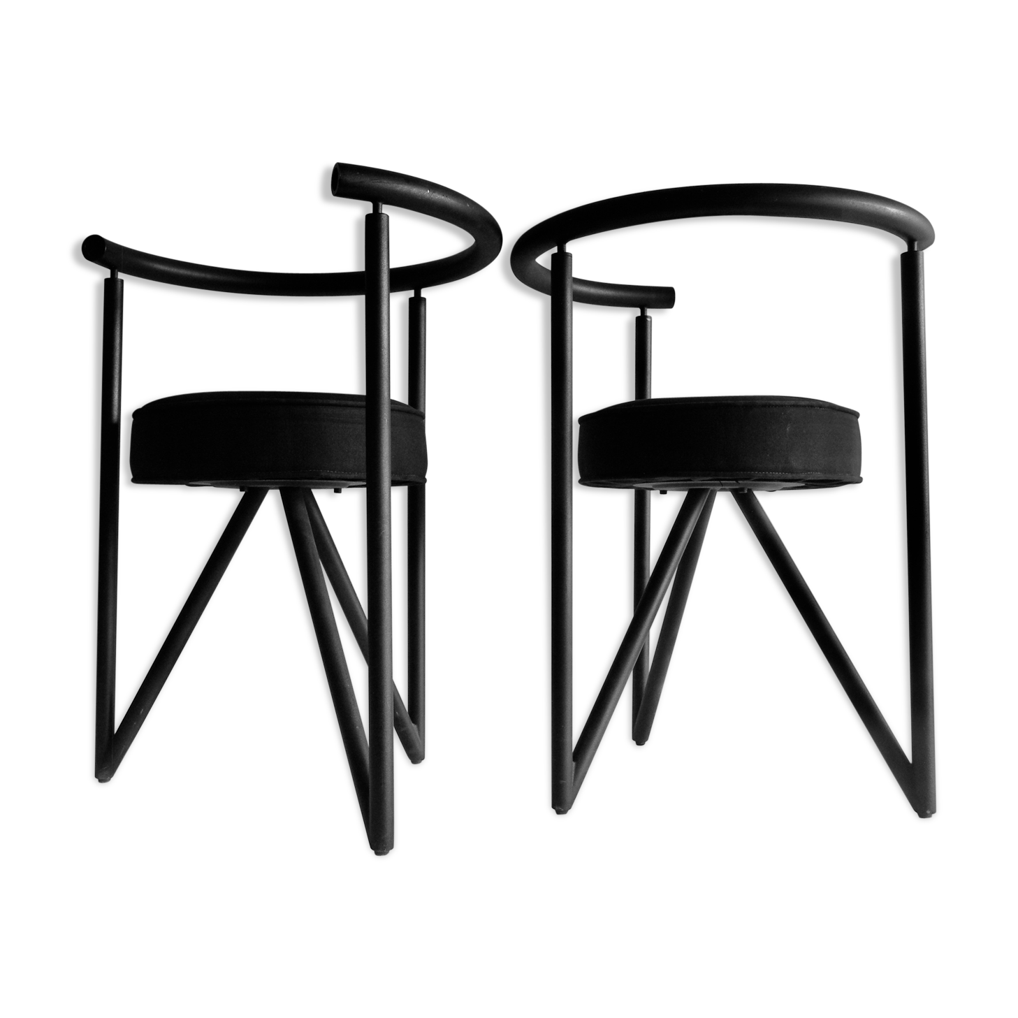 Philippe Starck , black metal chairs "Miss Dorn" / DISFORM /1981