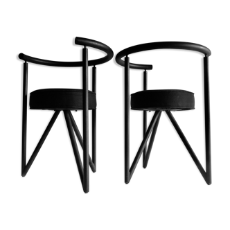 Philippe Starck , black metal chairs "Miss Dorn" / DISFORM /1981
