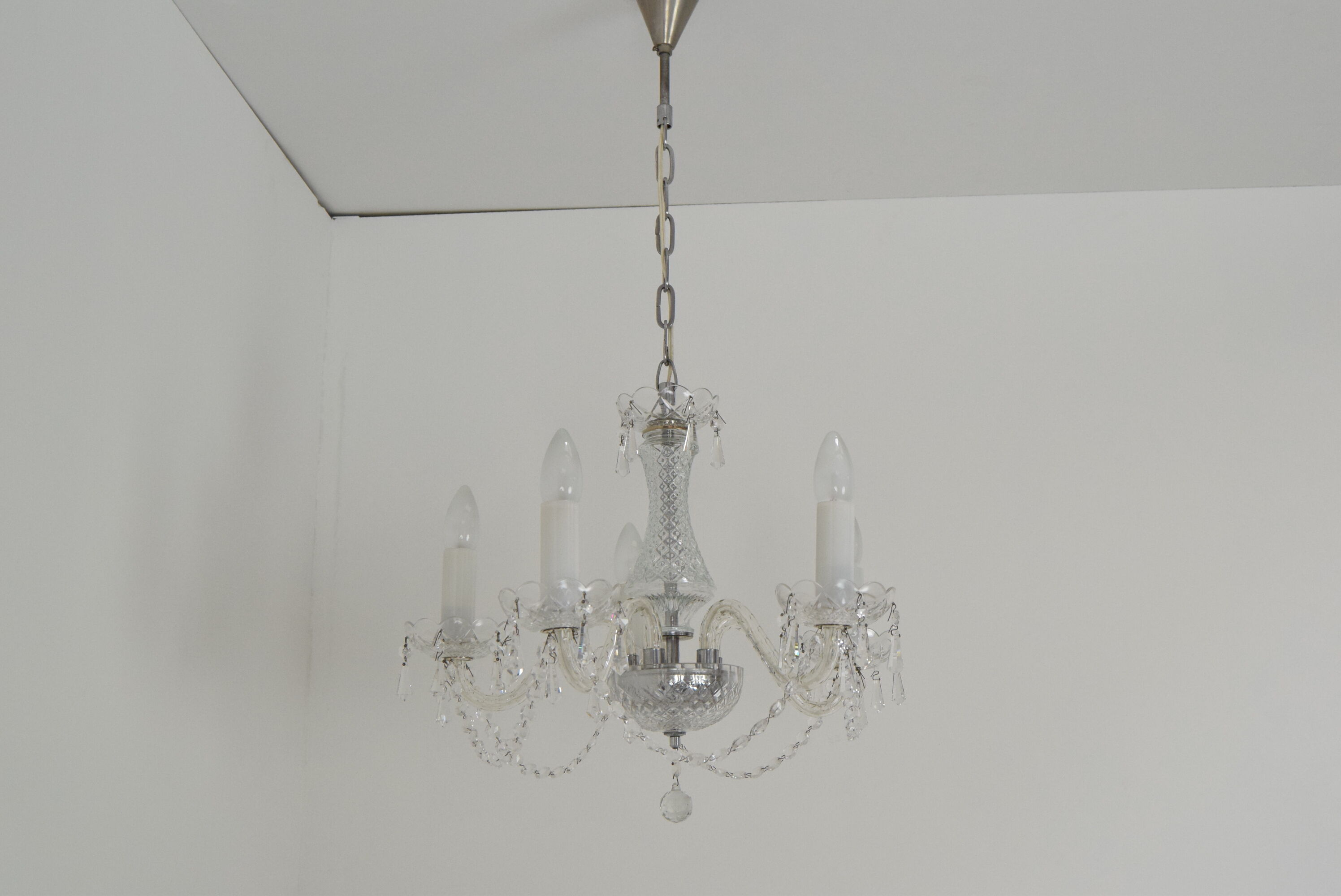 Mid-century Crystal Glass Chandelier by kamenicky Senov,1960's.